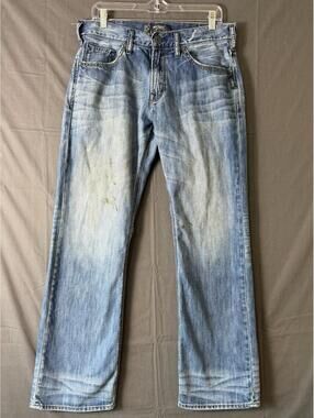 Silver Jeans Co Zac Relaxed Straight Jeans W32 L32 Blue Medium Wash distressed